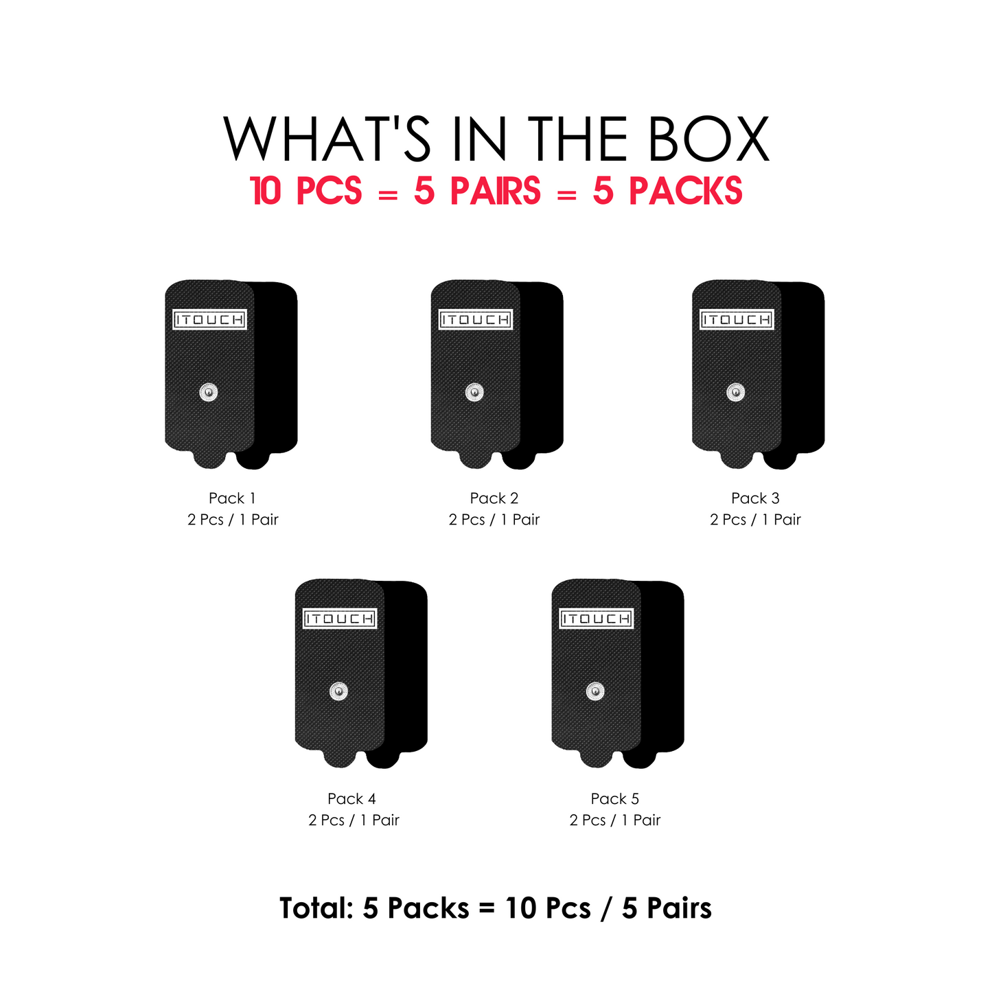 (5 Pair / 10 Pcs)Extra Large-Size Replacement TENS Unit Electrode Pads