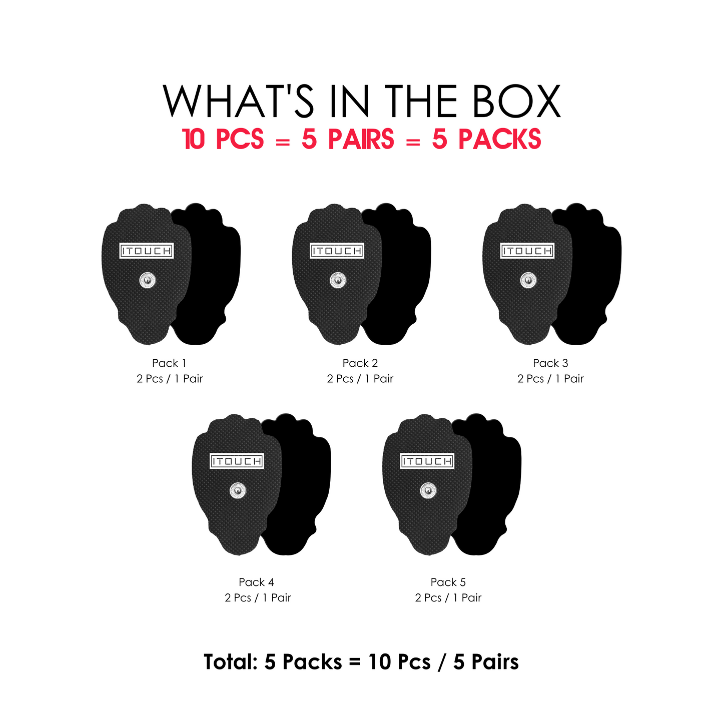 (5 Pair / 10 Pcs) Large-Size Replacement TENS Unit Electrode Pads