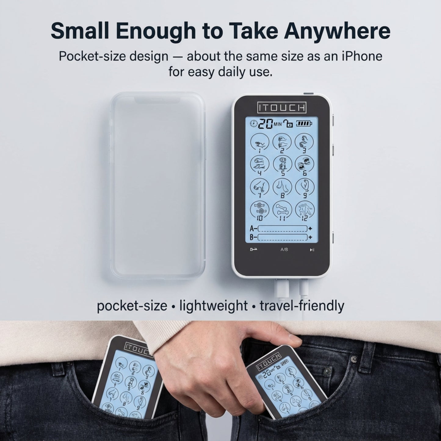 TOUCH-X TENS Machine & EMS Unit – 12 Modes, Dual Channel Pain Relief Device