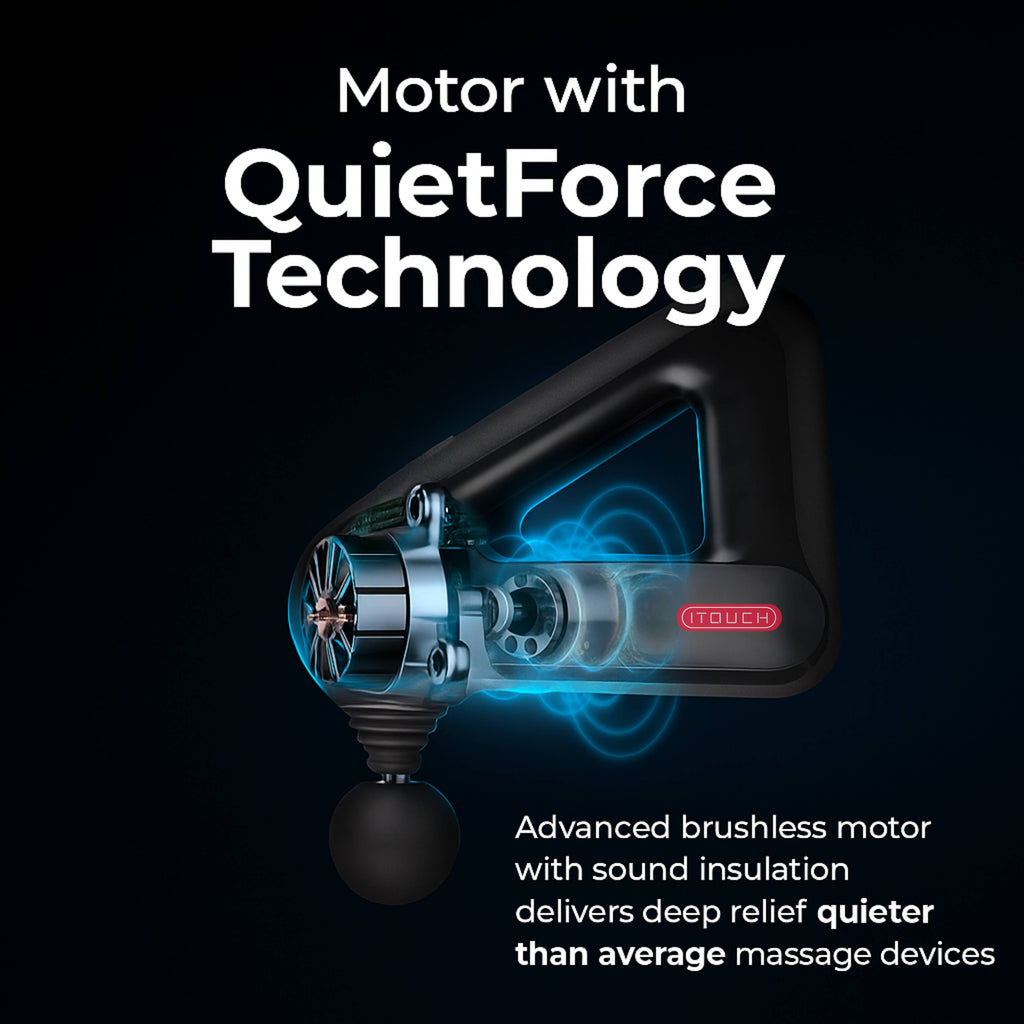 ITOUCH Deep Tissue Massage Gun – 5 Speeds, 12 Heads, 10–16mm Amplifier