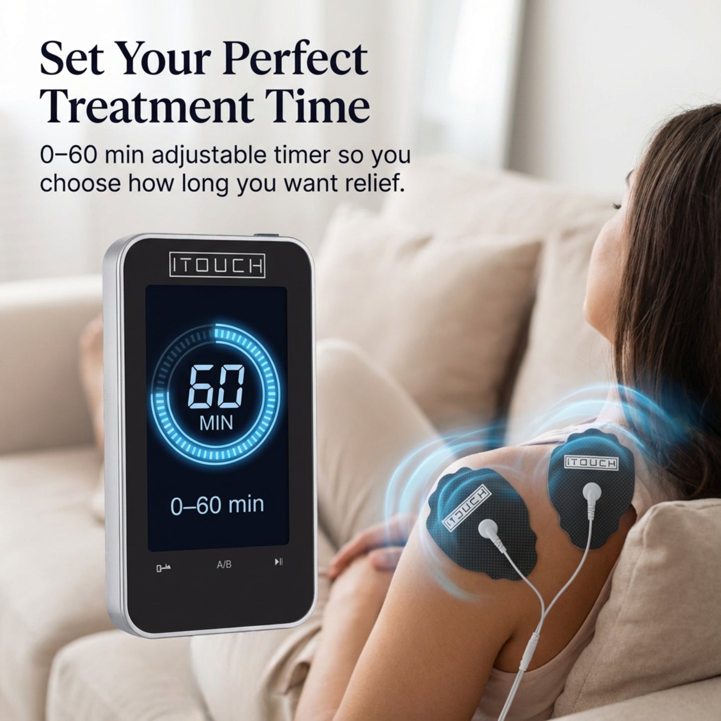 TOUCH-X TENS Machine & EMS Unit – 12 Modes, Dual Channel Pain Relief Device