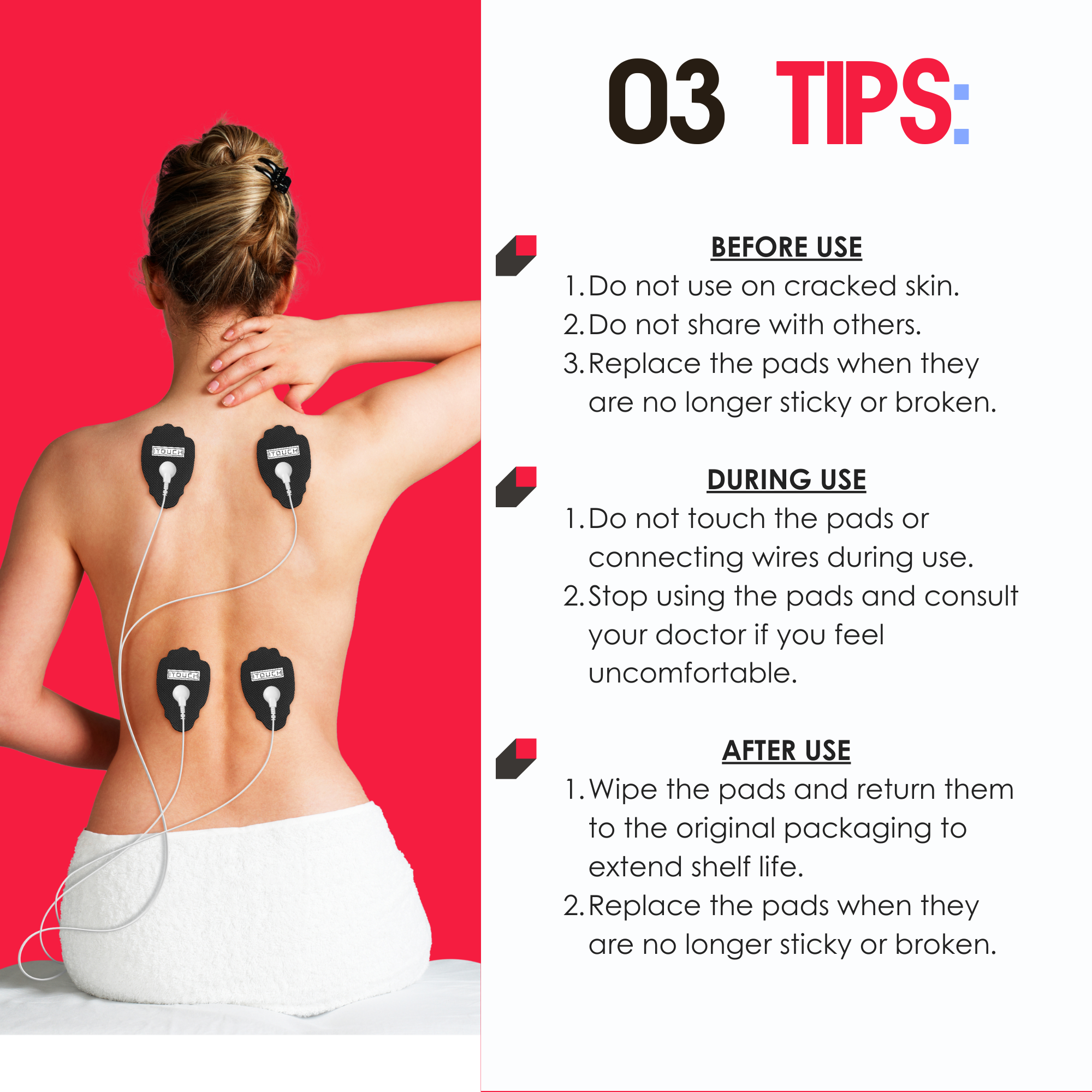 M-size TENS Electrode Up To Pads 50 Pairs
