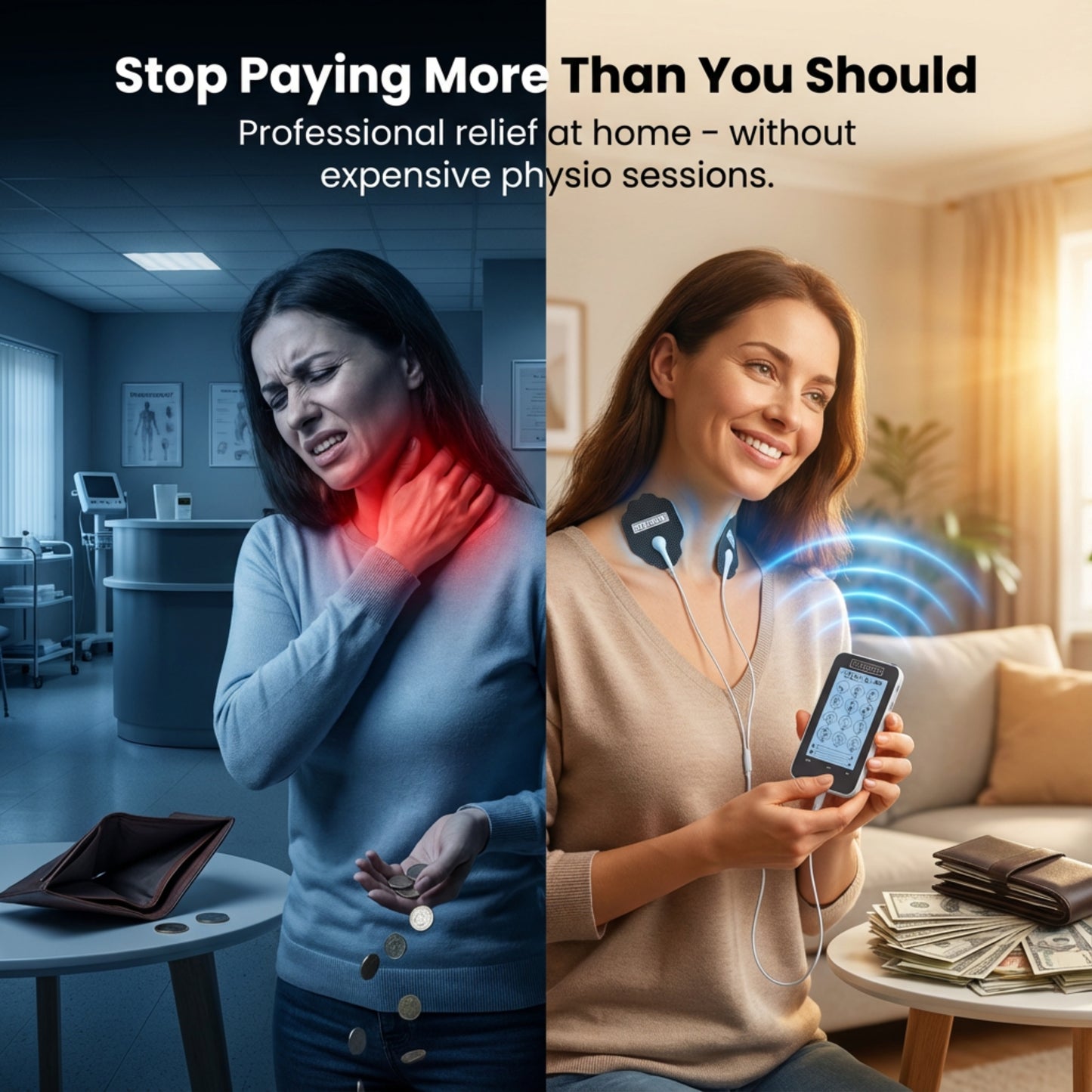 TOUCH-X TENS Machine & EMS Unit – 12 Modes, Dual Channel Pain Relief Device