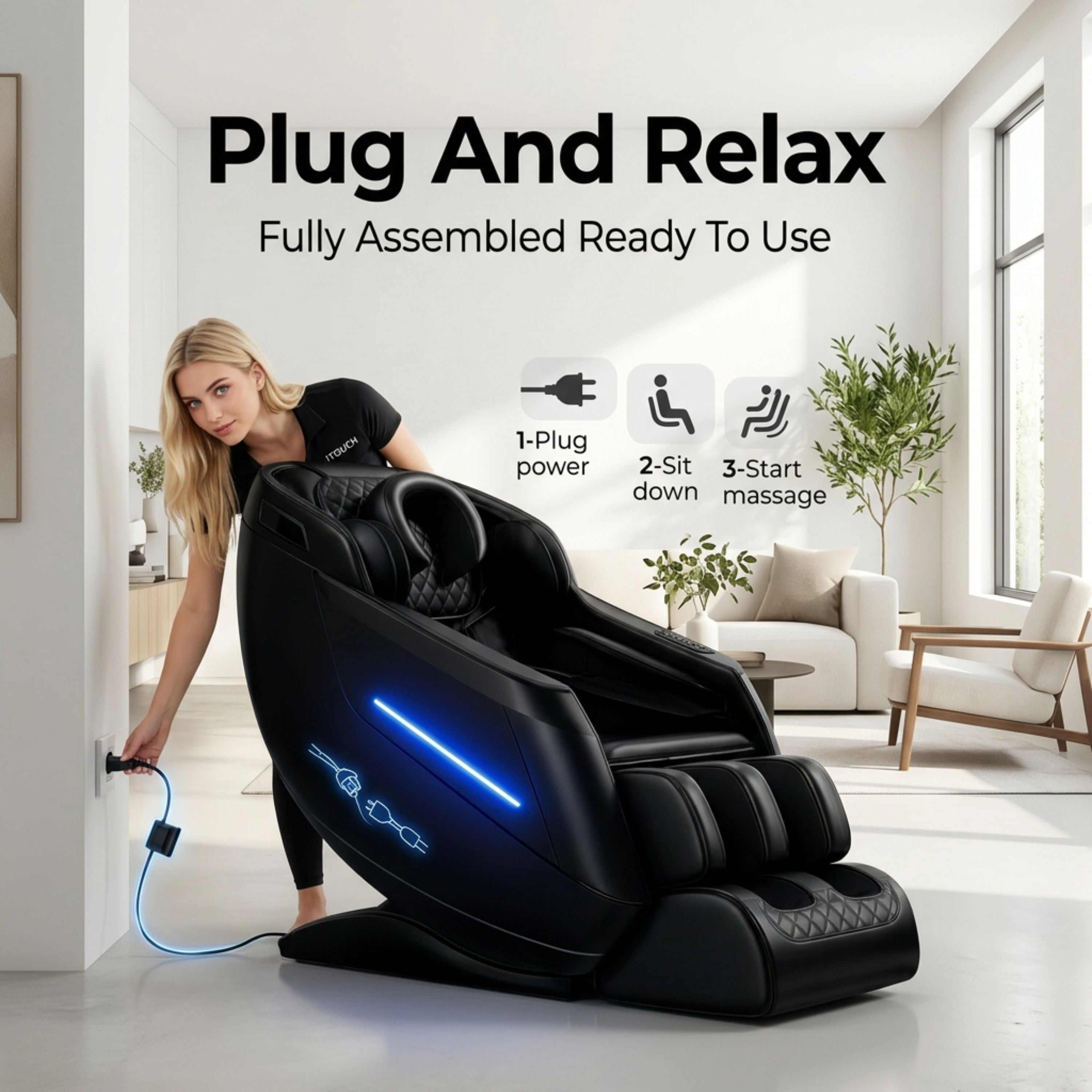 AI Massage Chair (Model P9) Black