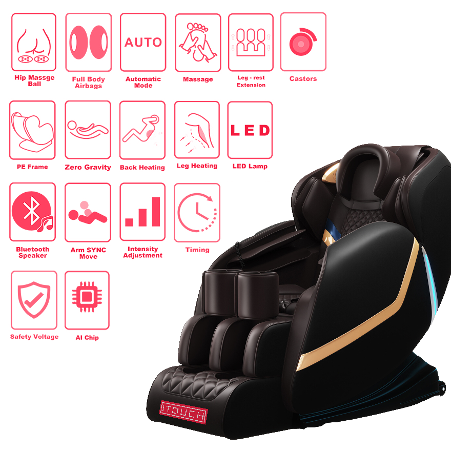 Relaxo Electric Chair Massager with Heat Therapy, Full Body Massage, touch control and Bluetooth Speaker