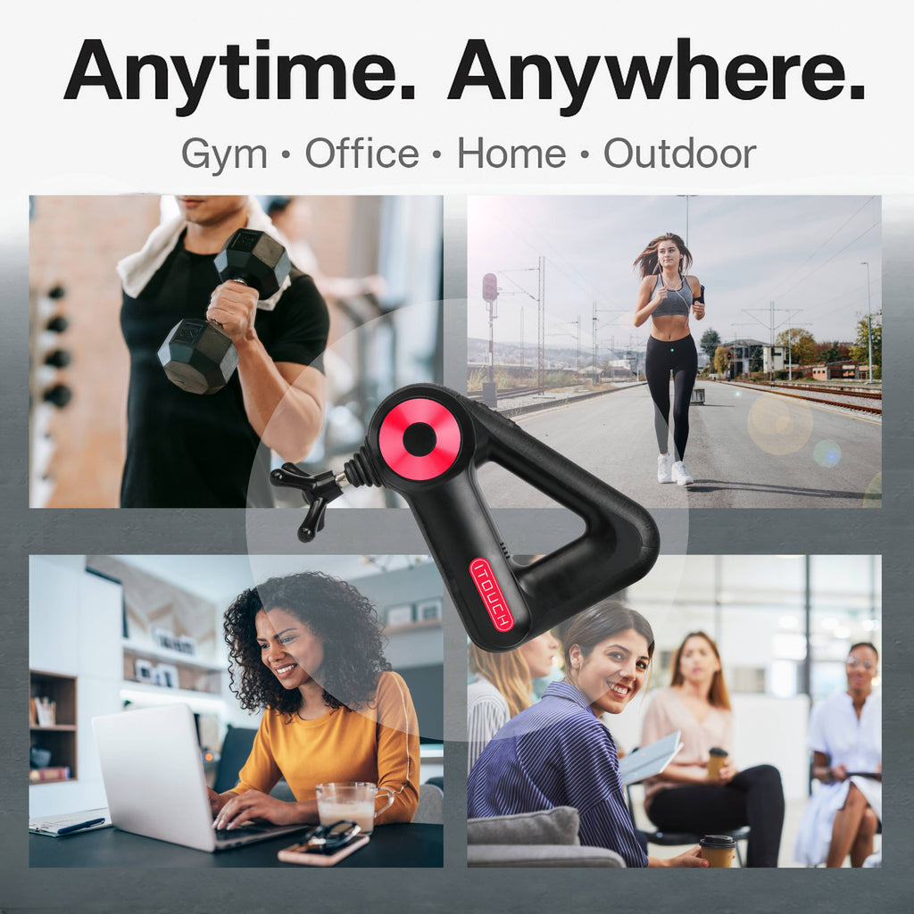 ITOUCH Deep Tissue Massage Gun – 5 Speeds, 12 Heads, 10–16mm Amplifier