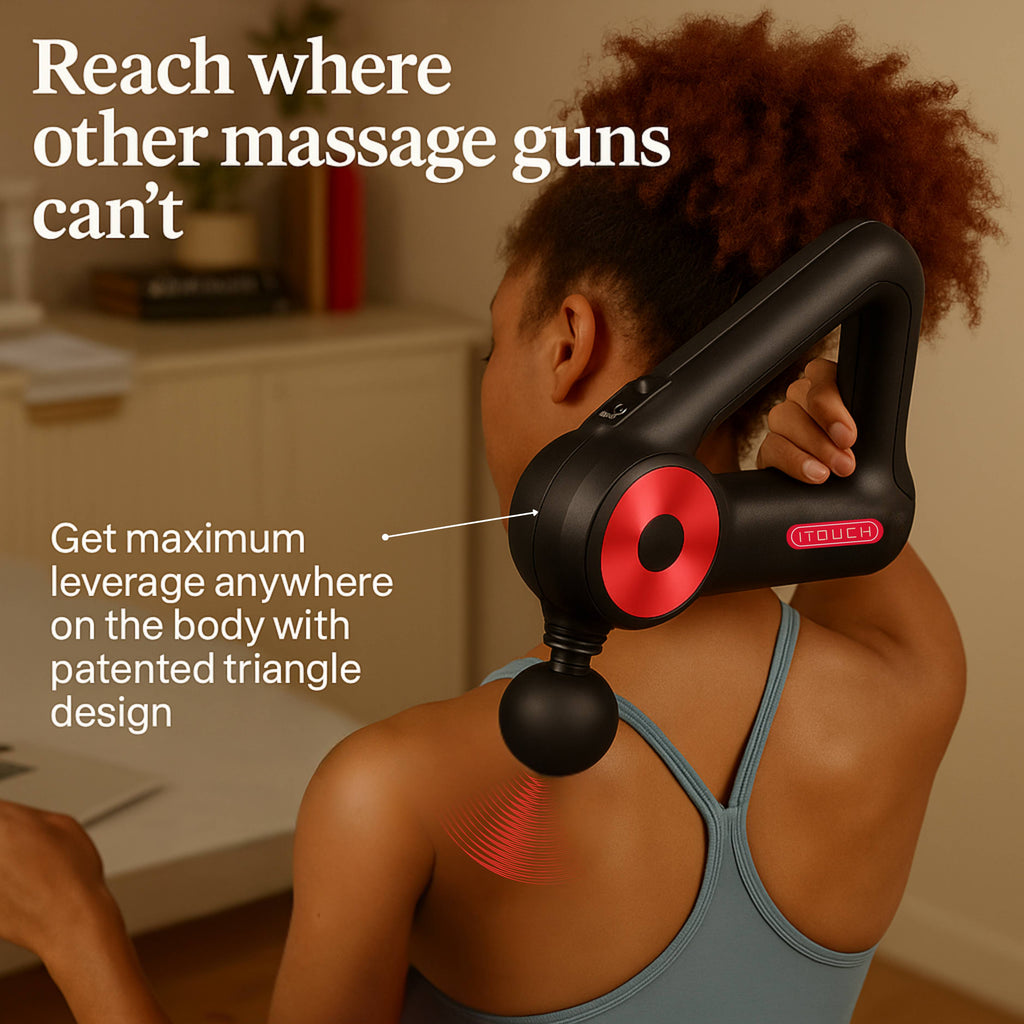ITOUCH Deep Tissue Massage Gun – 5 Speeds, 12 Heads, 10–16mm Amplifier
